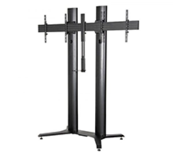 Stand mobil dublu B-Tech 56-65" 2m, negru - imagine 6