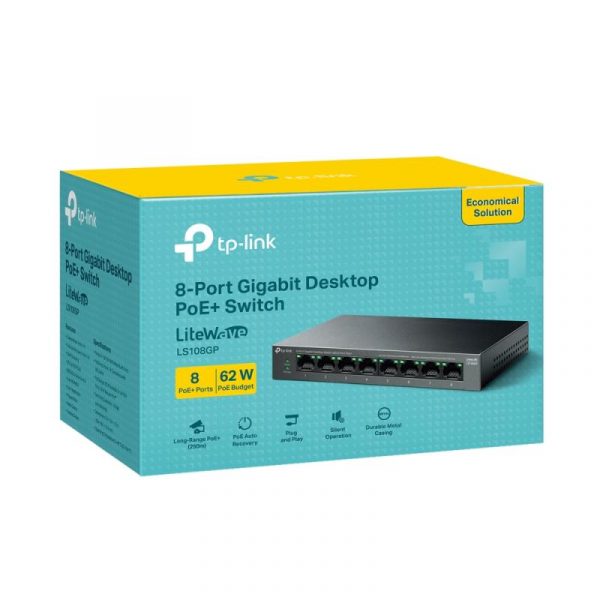 TP-LINK 5-PORT GIGABIT SWITCH LS108GP, interfata  8× 10/100/1000Mbps RJ45 - imagine 13