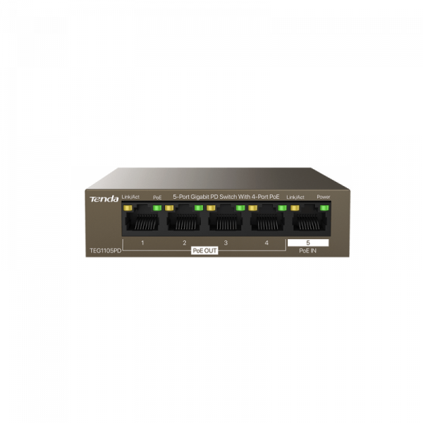 Tenda 5-Port Gigabit PD switch, 4 port POE TEG1105PD, Network - imagine 3