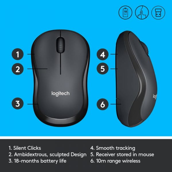 Mouse Logitech M220, silent, charcoal - imagine 14