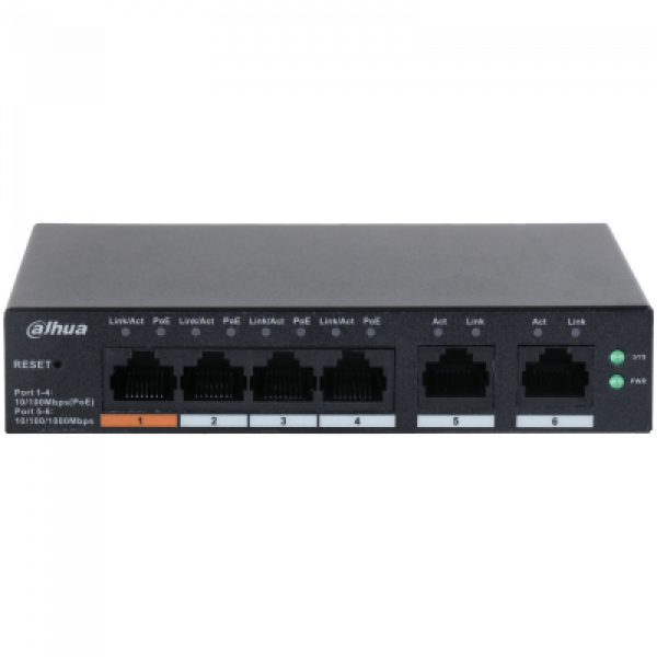 DAHUA 6 port Managed Desktop switch, CS4006-4ET-60, Interfata: Port 1-4: - imagine 5