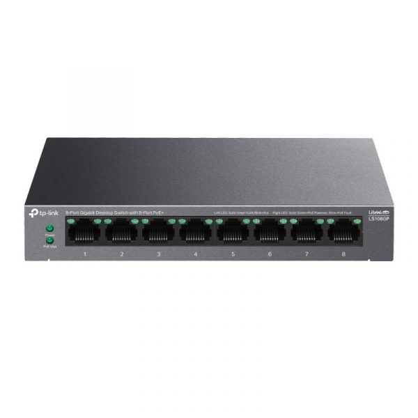 TP-LINK 5-PORT GIGABIT SWITCH LS108GP, interfata  8× 10/100/1000Mbps RJ45 - imagine 8