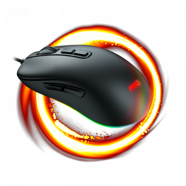 Mouse AOC GM300B, USB 2.0, 6200DPI, 7 butoane, RGB, 1.8m, - imagine 5
