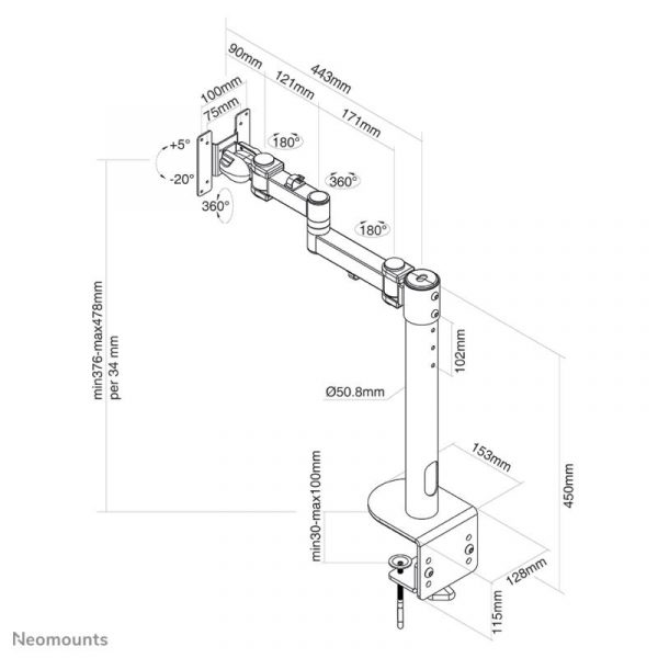 Suport Monitor de Birou, Neomounts by Newstar FPMA-D960BLACKPLUS, 10" - - imagine 10