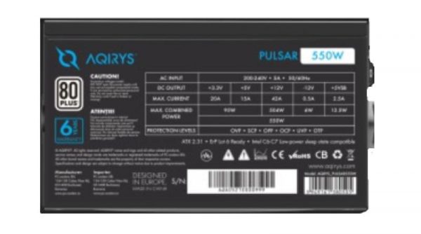 Sursa Aqirys Pulsar 550W 80+ White certified, culoare neagra - imagine 12