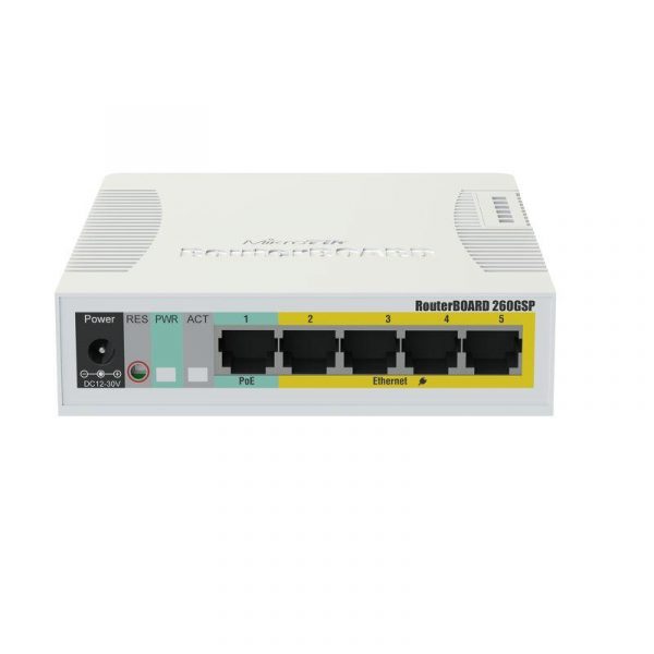 Mikrotik SOHO switch routerboard, RB260GSP, Flash Storage: 128 KB, PoEin: - imagine 5