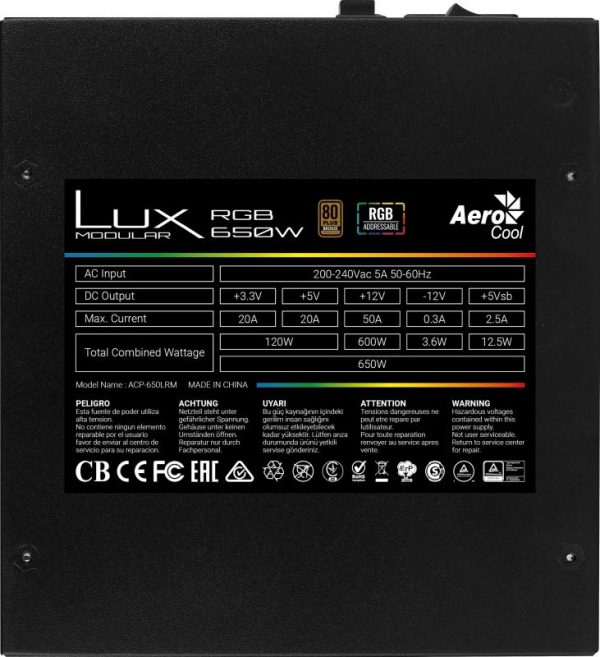 Sursa Aerocool Lux RGB 650 650W RGB 80 PLUS BRONZE - imagine 14