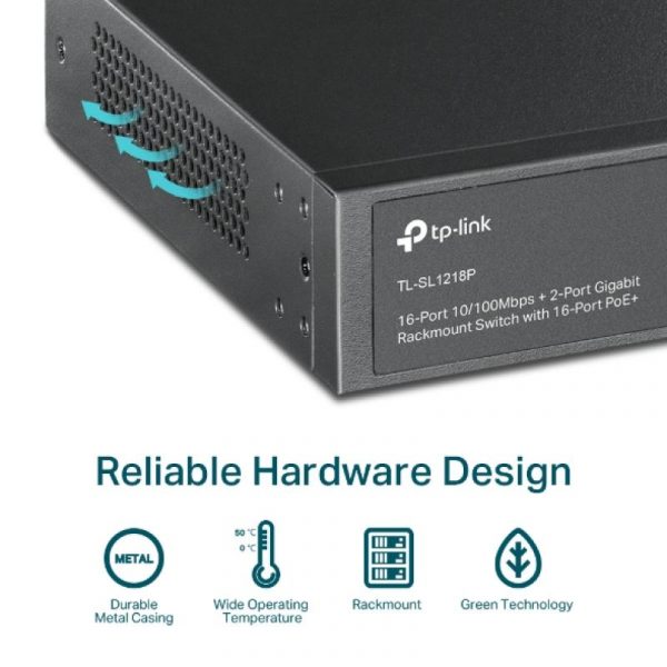 Switch TP-Link TL-SL1218P, 16 port, 10/100/1000 Mbps - imagine 11