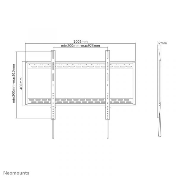 Suport TV fix de perete Neomounts, 60"- 100", VESA 900x600mm, - imagine 15
