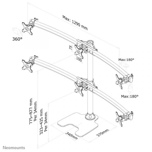 Suport 6 monitoare de birou Neomounts FPMA-D700DD6; pentru display-uri cu - imagine 10