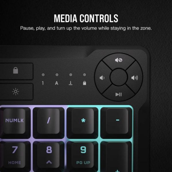 Tastatura Gaming Corsair K55 CORE Backlit Zoned RGB LED, Rubberdome - imagine 6