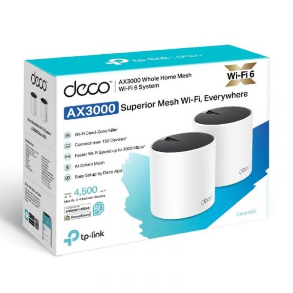 TP-Link AX3000 whole home mesh Wi-Fi 6 System, Deco X55(2-pack); - imagine 14