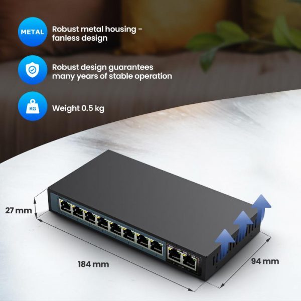 Extralink CERES  PoE Switch  8x 100Mb/s PoE/PoE+ 2x - imagine 10