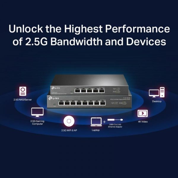 "5-Port 2.5G Multi-Gigabit Desktop Switch PORT: 5× 2.5G RJ45 Ports - imagine 7