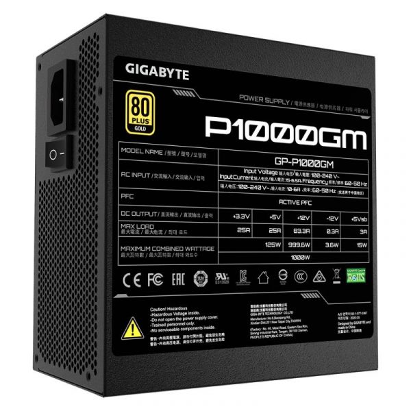 Sursa Gigabyte GP-P1000GM, 80 PLUS® Gold, Fully Modular, 1000W - imagine 10