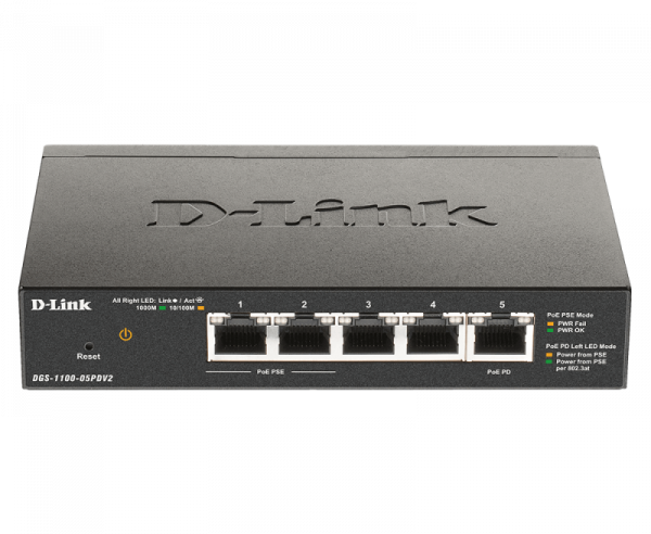 Switch D-Link DGS-1100-05PDV2, 5 port, 10/100/1000 Mbps - imagine 3
