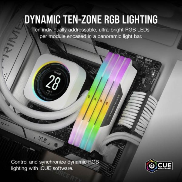 Memorie RAM Corsair Vengeance RGB White 32GB DDR5 5600MHz CL36 - imagine 12