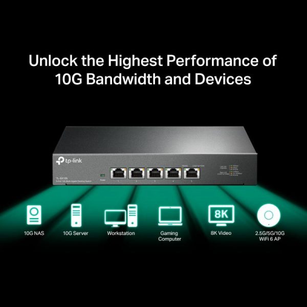 "5-Port 10G Multi-Gigabit Desktop Switch PORT: 5× 10G RJ45 Ports - imagine 8