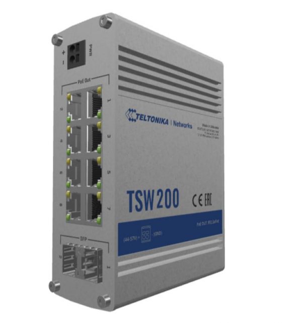 TELTONIKA INDUSTRIAL 8Port Unmanaged POE TSW200, Interfata: 8 x ETH - imagine 8