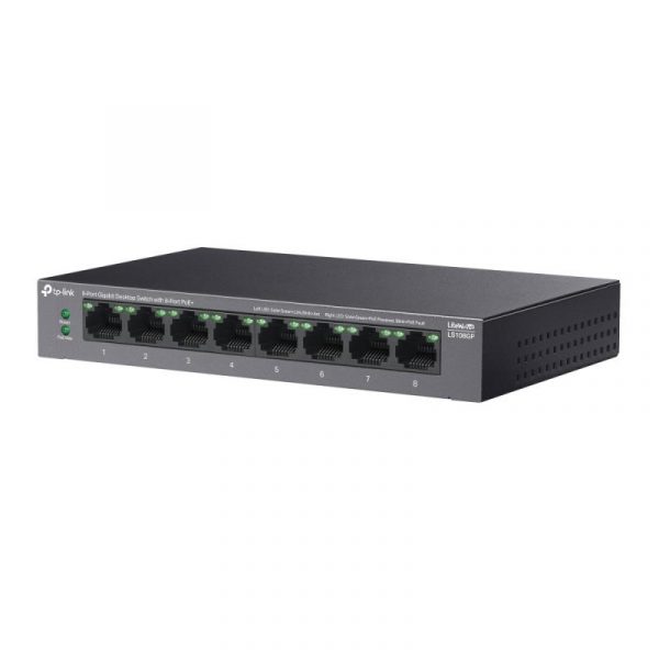 TP-LINK 5-PORT GIGABIT SWITCH LS108GP, interfata  8× 10/100/1000Mbps RJ45 - imagine 10