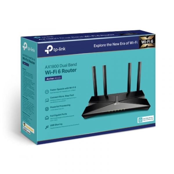 Router wireless TP-LINK Gigabit Archer AX20, Ax1800, WiFI 6, Dual-Band - imagine 9