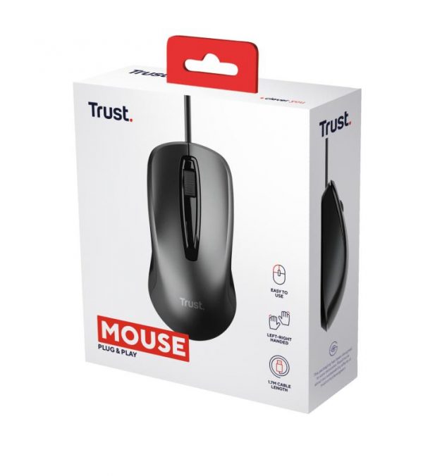 Mouse Trust cu fir, optic, rezolutie maxima 1200 DPI, negru - imagine 10