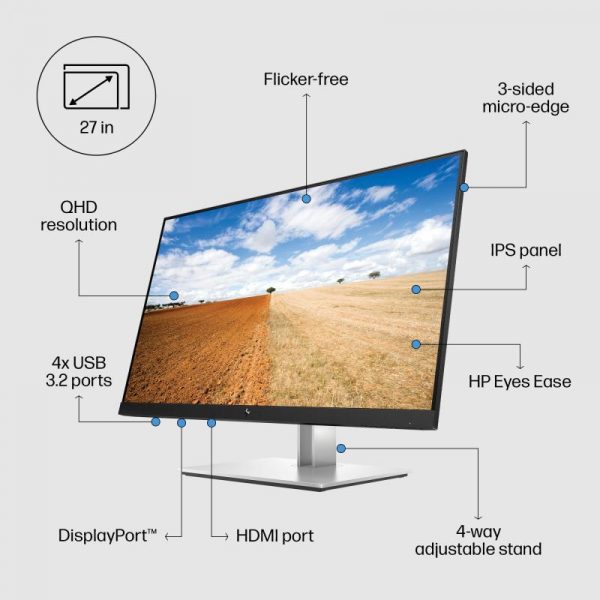 MONITOR LED HP EliteDisplay E27q G4, 27inch, QHD IPS, 5ms, - imagine 14