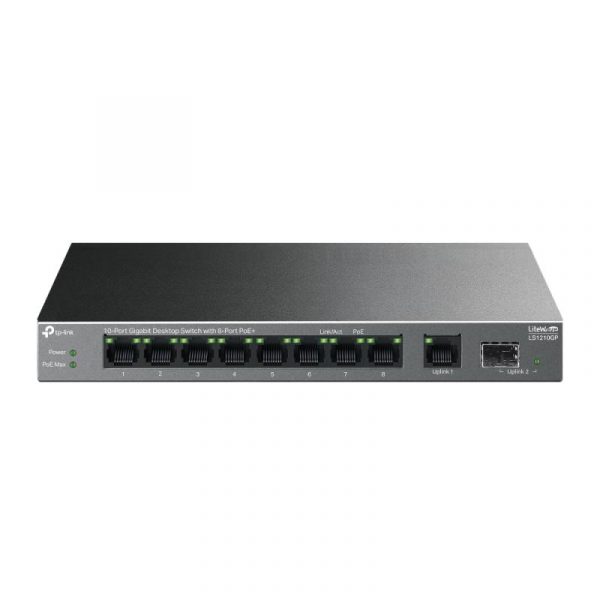 "10-Port Gigabit Desktop Switch with 8-Port PoE+ PORT: 8× Gigabit - imagine 6