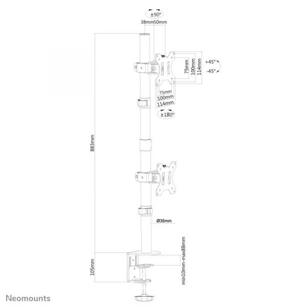 Suport Monitor de Birou Dual, Neomounts by Newstar FPMA-D550DVBLACK, 10" - imagine 8