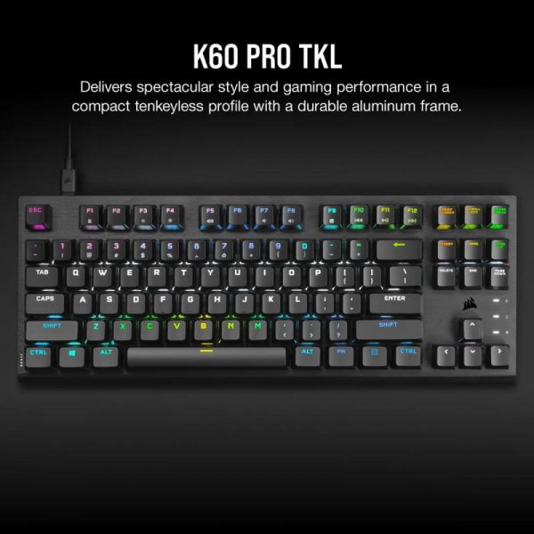 Tastatura Gaming Mecanica CORSAIR K60 PRO TKL RGB TENKEYLESS, Optical, - imagine 13