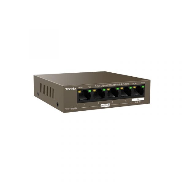 Tenda 5-Port Gigabit PD switch, 4 port POE TEG1105PD, Network - imagine 5