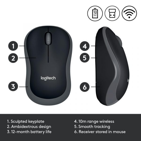 Mouse Logitech M185 Wireless, rezolutie 1000 DPI, negru - imagine 15