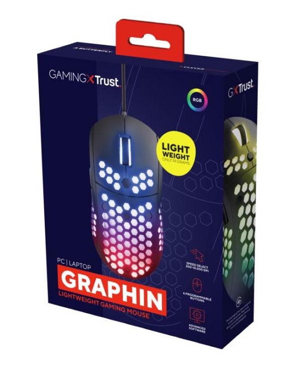 Mouse Trust GXT 960, Graphin Ultra-lightweight Gaming Mouse, negru - imagine 22