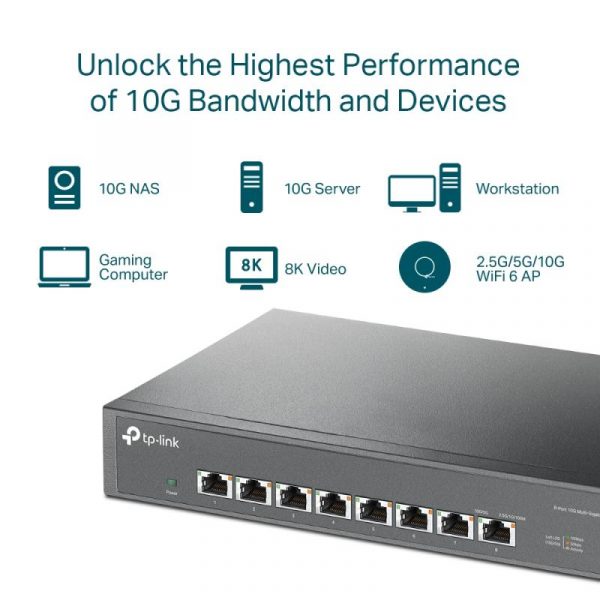 "8-Port 10G Multi-Gigabit Switch PORT: 8× 10G RJ45 Ports SPEC: - imagine 8