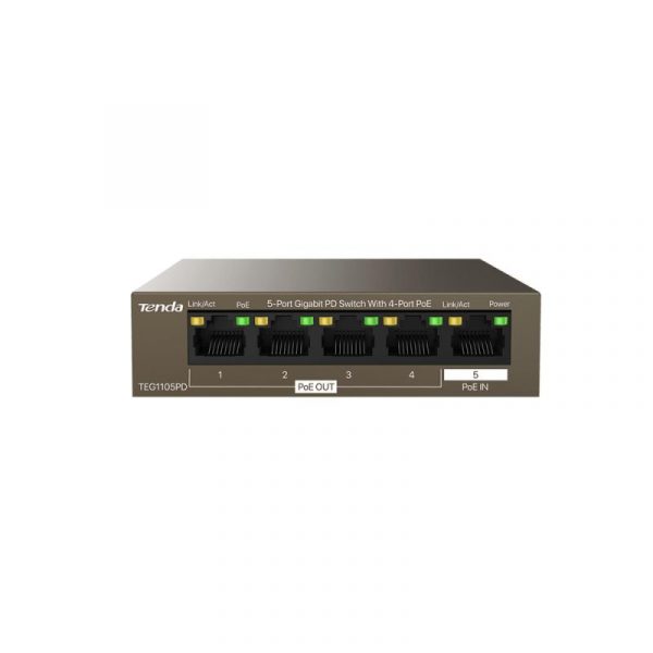 Tenda 5-Port Gigabit PD switch, 4 port POE TEG1105PD, Network - imagine 4