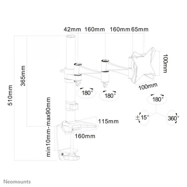 Suport Monitor de Birou, Neomounts by Newstar FPMA-D1330BLACK, 10" - - imagine 10