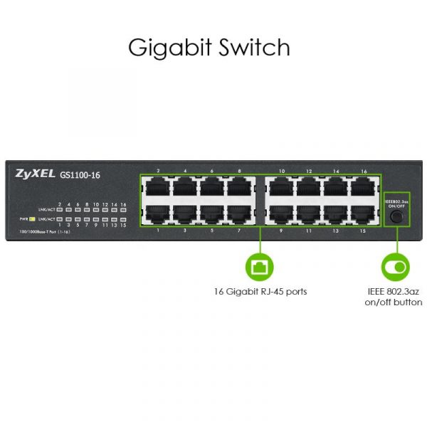 Switch ZYXEL GS1100-16, 16-port, 10/100/1000 Mbps - imagine 11