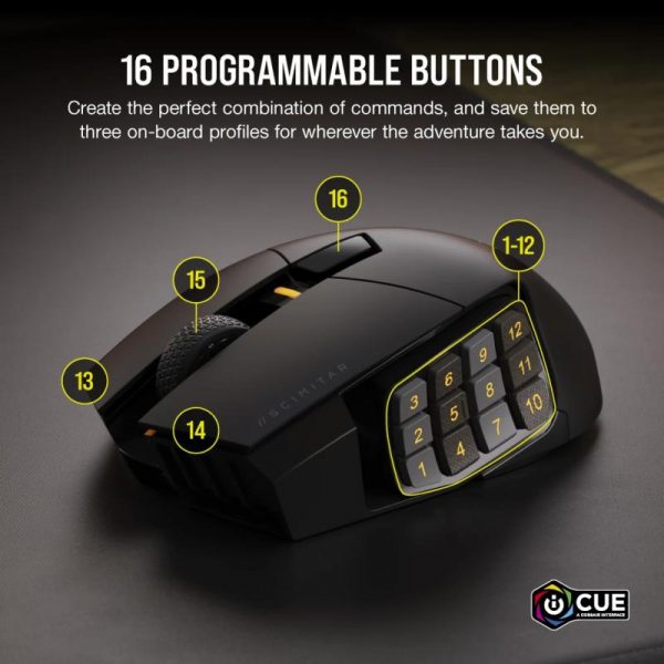 Mouse Gaming Corsair SCIMITAR ELITE WIRELESS MMO Optical cu fir, - imagine 11