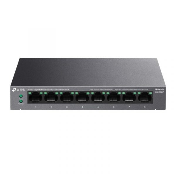 TP-LINK 5-PORT GIGABIT SWITCH LS108GP, interfata  8× 10/100/1000Mbps RJ45 - imagine 7