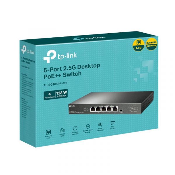"5-Port 2.5G Desktop Switch with 4-Port PoE++ PORT: 4× 2.5G - imagine 8