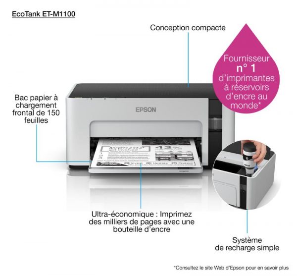Imprimanta inkjet mono CISS Epson M1100, dimensiune A4, viteza max - imagine 13