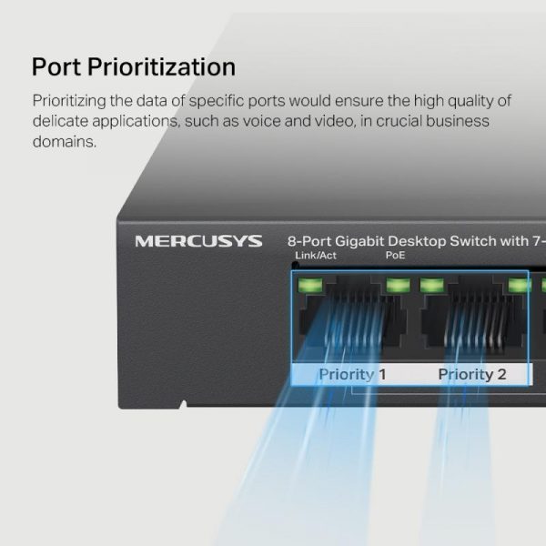 Mercusys Desktop switch 8 porturi Gigabit, MS108GP, 7 porturi POE - imagine 13