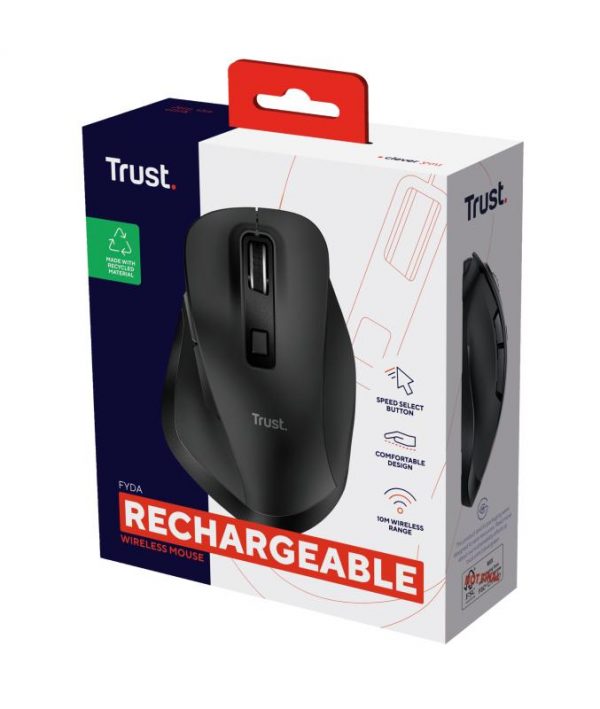 Mouse Trust Fyda ergonomic, reincarcabil, wireless RF 2.4GHz, USB2.0, 6 - imagine 12