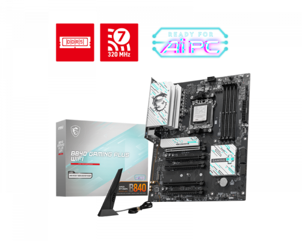 Placa de Baza MSI B840 GAMING PLUS WIFI AM5, 4x