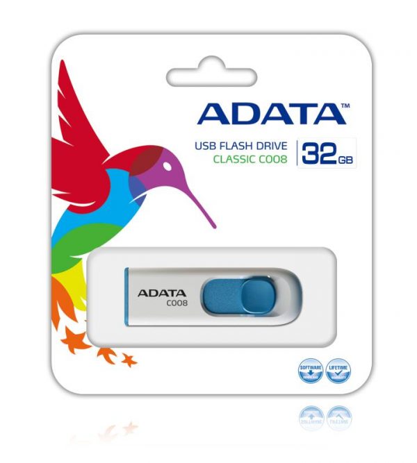 Memorie USB Flash Drive Adata C008, 32GB, USB 2.0, alb - imagine 4