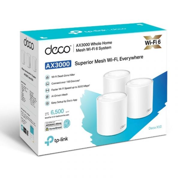 TP-Link AX3000 whole home mesh Wi-Fi 6 System, Deco X50(3-pack); - imagine 14