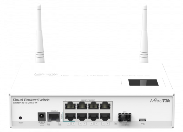 SWITCH MIKROTIK CRS109-8G-1S-2HND-IN, 8xLAN Gigabit, 1x SFP cage, LCD ,1000mW - imagine 3
