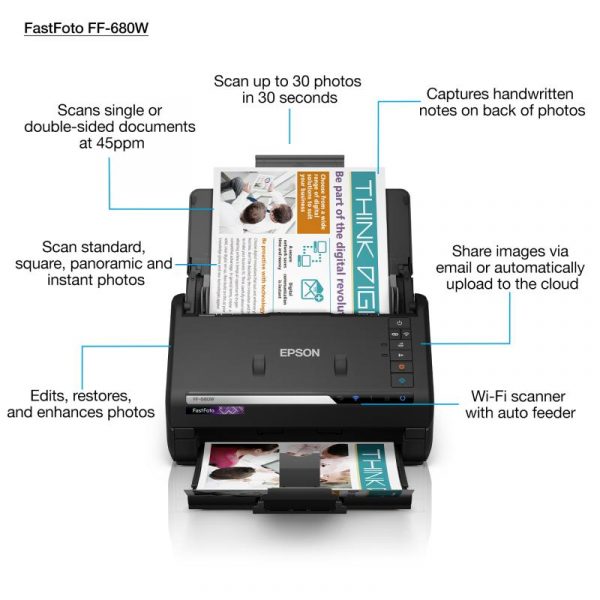 Scanner Epson FASTFOTO FF-680W, dimensiune A4, tip sheetfed, viteza scanare: - imagine 8