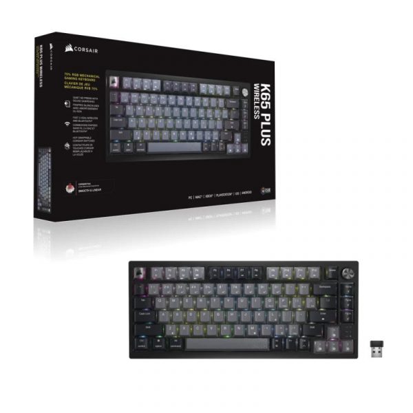 Tastatura Gaming CORSAIR K65 PLUS WIRELESS RGB 75% Mecanica - imagine 13