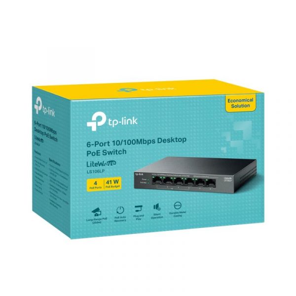 "6-Port 10/100 Mbps Desktop Switch with 4-Port PoE PORT: 4× - imagine 10